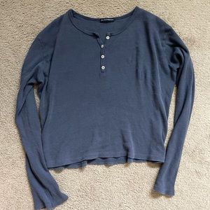 Brandy Melville Callan Waffle Print Henley Top